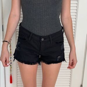 Flying Monkey ripped black jeans shorts